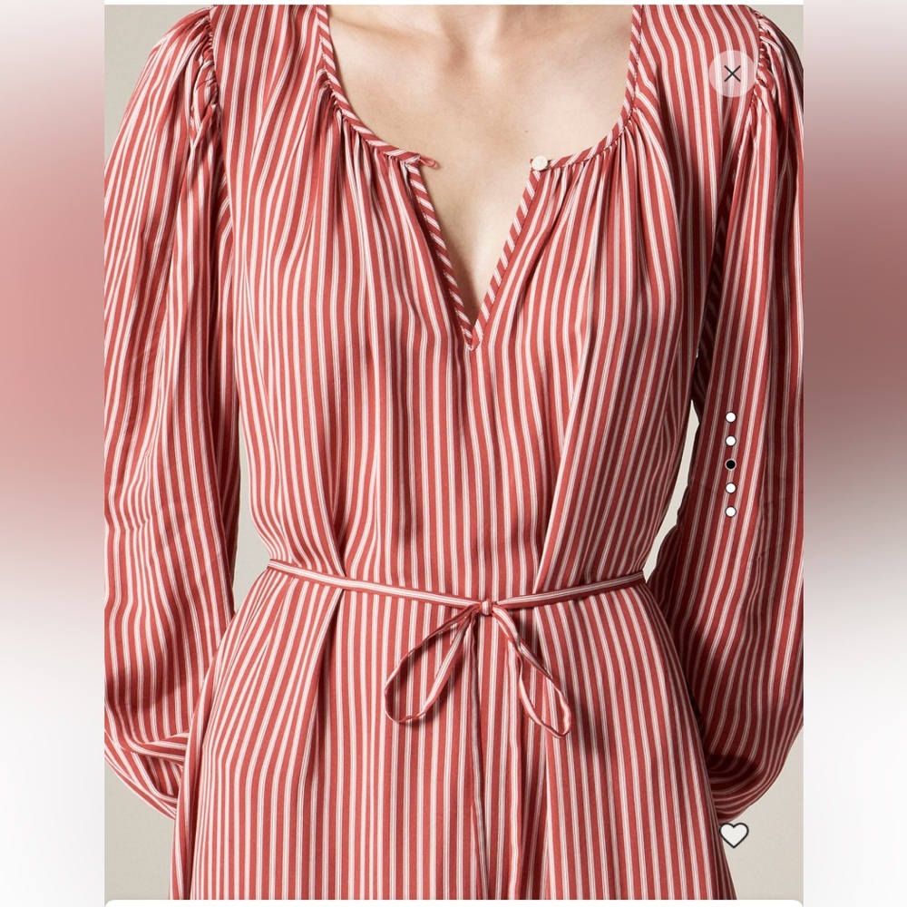 J.Crew Red Striped Drapey Tie Waist Dress in Brick NWT